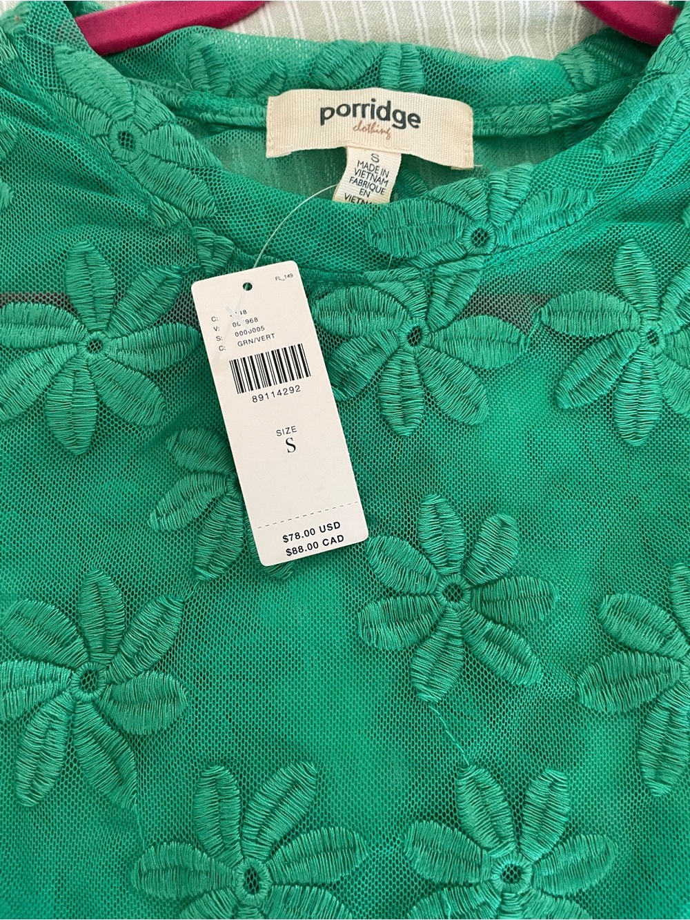 Anthropologie porridge Daisy Emerald Green Floral lace Mesh sheer Top 70s NWT - Picture 13 of 13